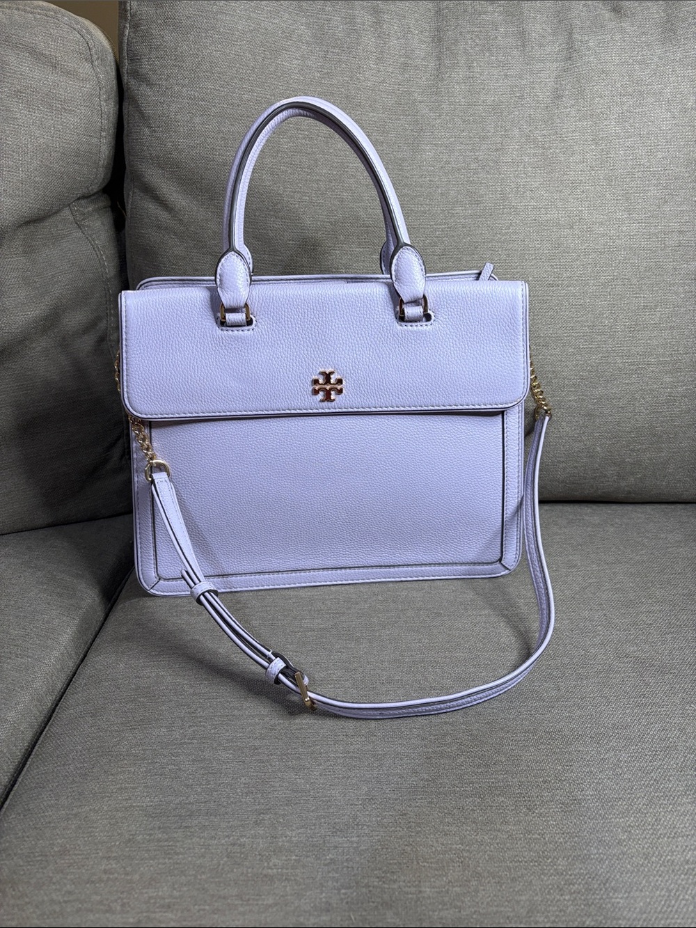 Tory Burch Lavender Leather Top Handle Satchel Authentic